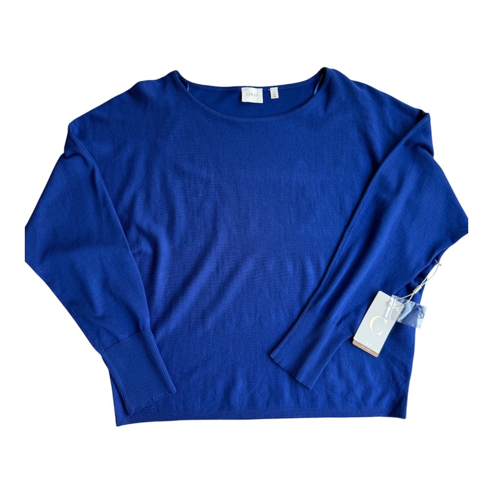 CYRUS NWT Royal Cobalt Blue Boat Neck Dolman Knit Sweater Top Large L